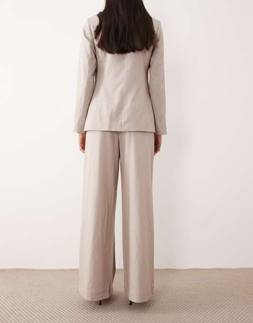 YAS premium high waisted wide leg pants in pale grey (part of a set), 4 of 5