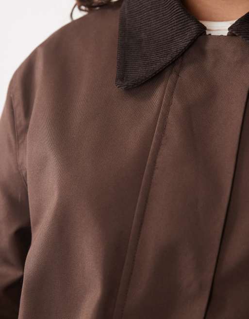 YAS premium oversized maxi parkajas met aantrekbare taille in chocoladebruin, 4 van 4