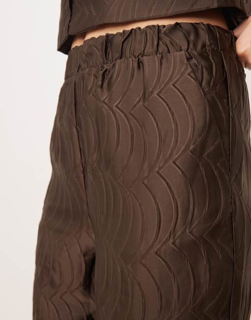 YAS premium texture high waist pants in chocolate brown (part of a set), 4 of 5