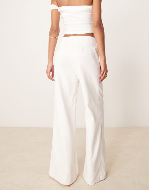 slim fit dress slacks Amura High Waisted Wide Leg Pant | Cream | Pants