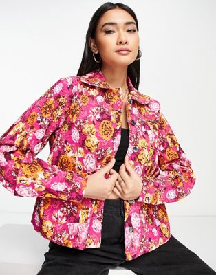 Y.A.S printed cotton jacket co-ord in pink