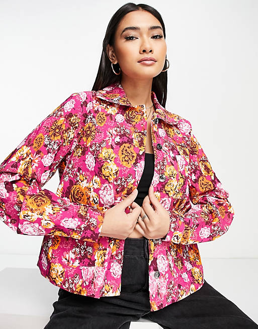 Y.A.S printed cotton jacket in pink (part of a set) 
