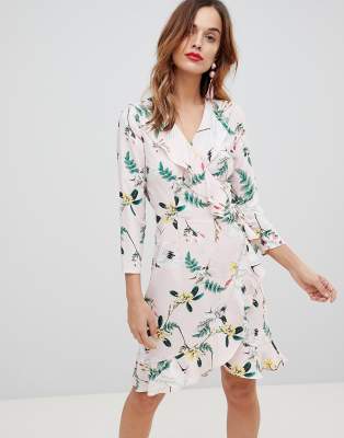 frill wrap midi dress