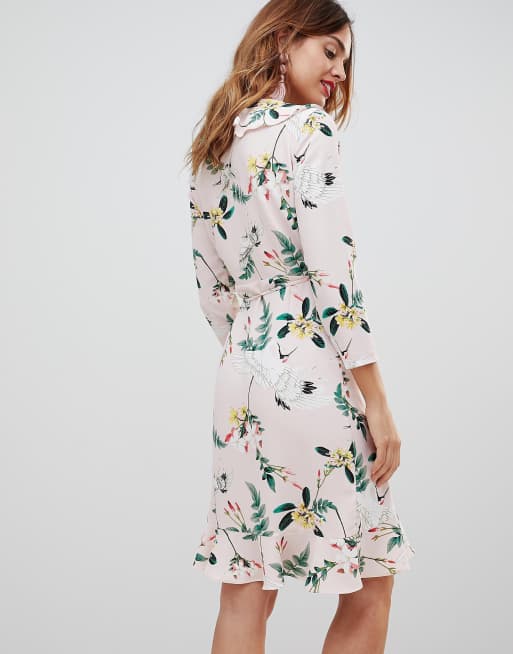 Y.A.S printed frill wrap midi dress, 2 of 4
