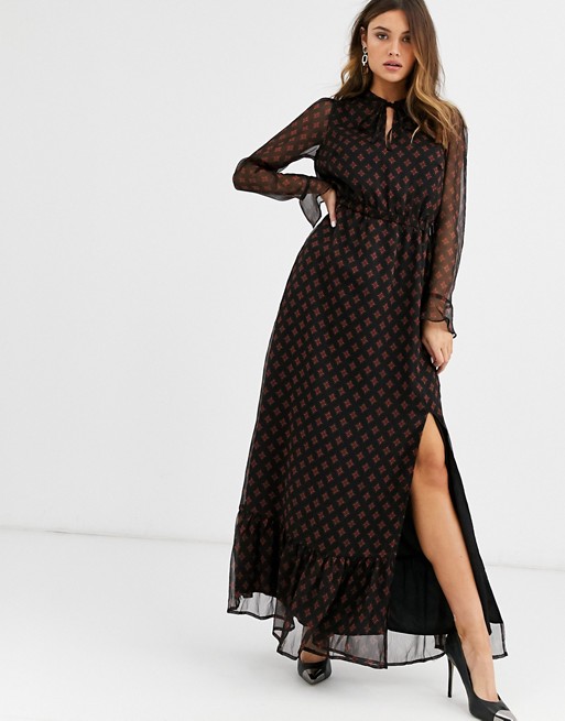 Y.A.S printed maxi dress with side split