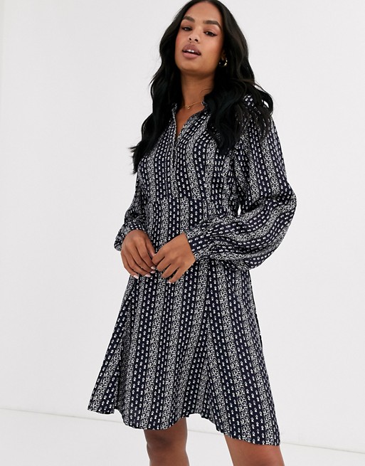 Y.A.S printed mini dress with volume sleeve
