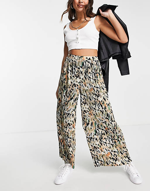 Y.A.S wide leg trouser in abstract print