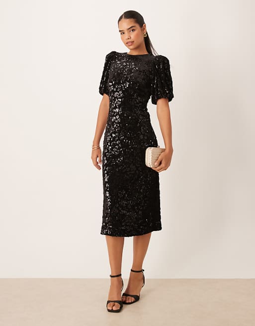 knee length dresses for ladies Signature Sparkling Tulle & Sequin Midi Dress KIMBERLEY ANNE