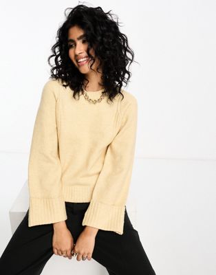 Y.A.S wide sleeved turn up cuff jumper in mushroom - ASOS Price Checker