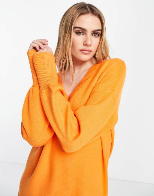Y.A.S - Pullover arancione taglio lungo in maglia 