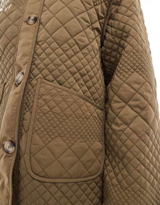 YAS quilted jacket in khaki, 3 of 4