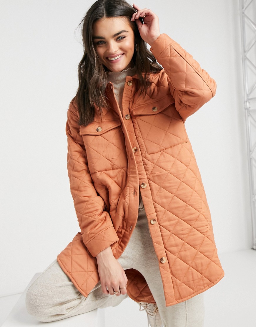 Y.A.S quilted longline jacket in orange