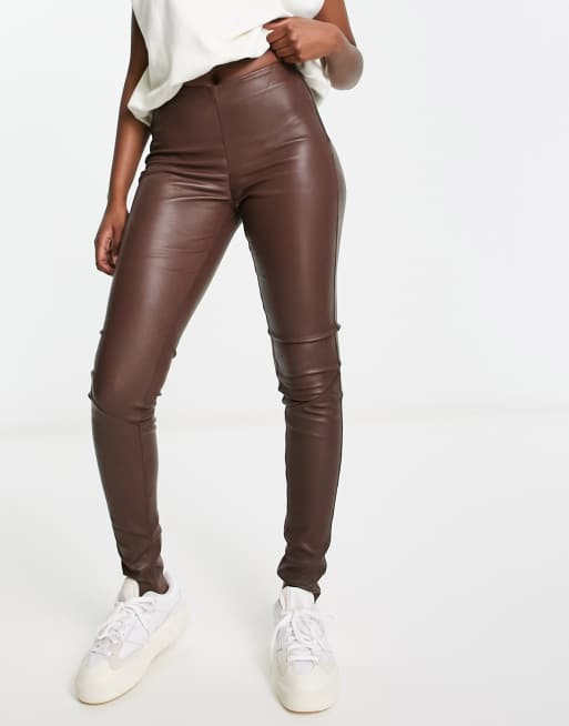 LNP Official  FAE Faux Brown Leather Skinny Trousers