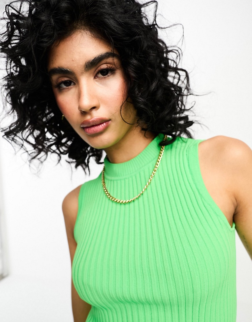 Y. A.S ribbed high neck sleeveless top in green
