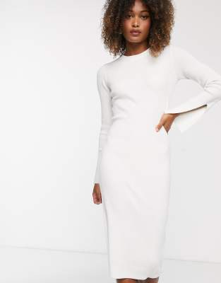 white midi dress with split