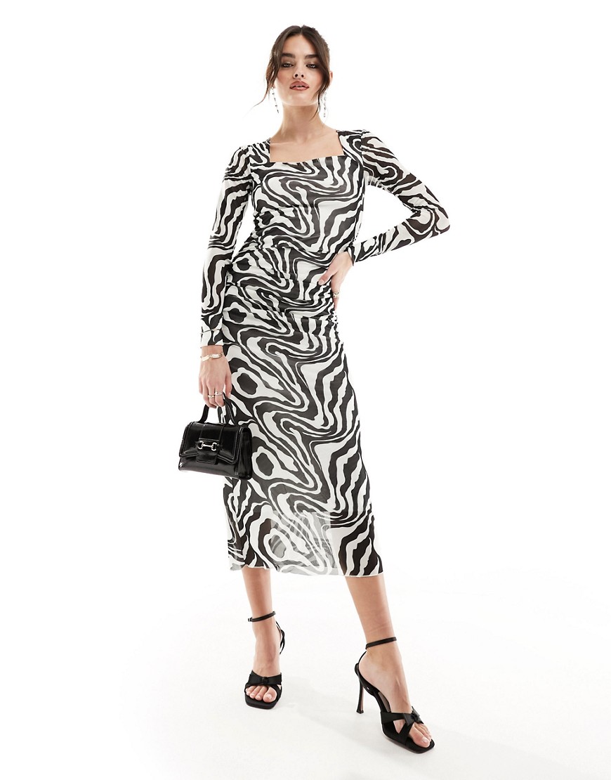 Y. A.S Rizza midi dress in black and white swirl print-Multi
