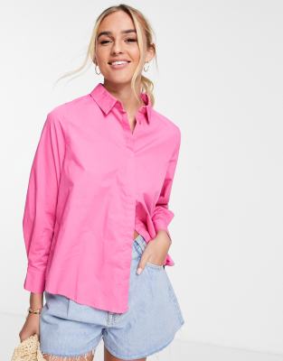 Y.A.S. Robbia oversized shirt in bright pink