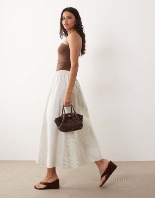 Robe bandeau longue à fines rayures contrastantes - Marron et blanc XL