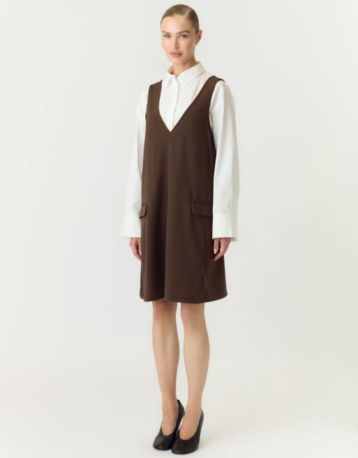 YAS - Robe chasuble - Marron chocolat, 3 de 7
