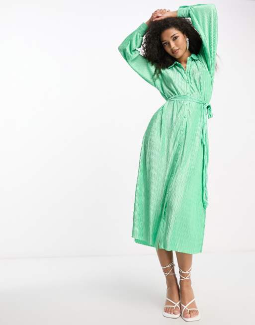 Y.A.S Robe chemise mi longue pliss e Vert ASOS