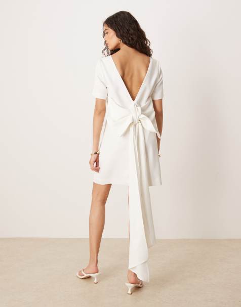 YAS - Robe courte avec nœud oversize au dos - Blanc - view 1