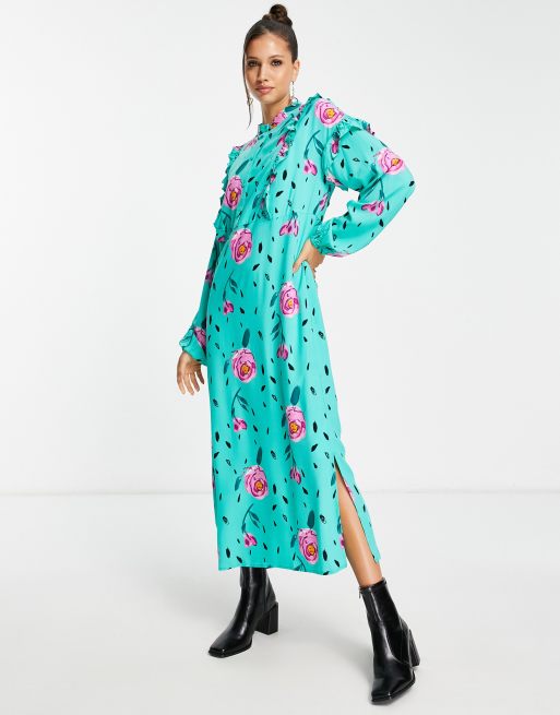Y.A.S - Robe longue à fleurs et à pois - Vert
