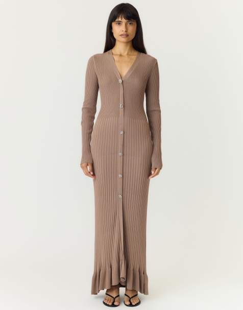 YAS robe longue gris taupe - view 1