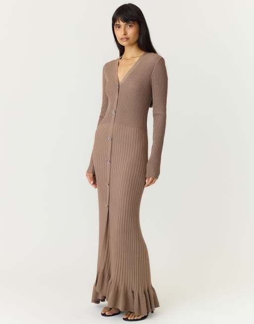 YAS robe longue gris taupe, 3 de 7