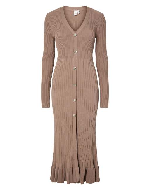 YAS robe longue gris taupe, 6 de 7
