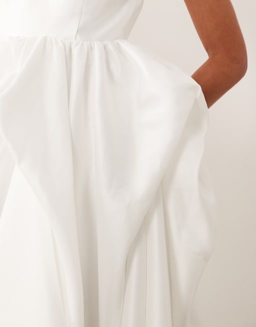 YAS - Robe longue plissée en taffetas structuré - Blanc gardénia, 3 de 4