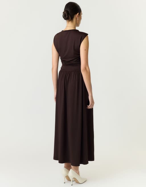 YAS robe mi-longue marron grain de café, 2 de 6