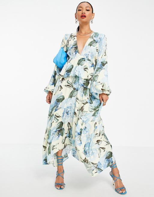Y.A.S - Robe nouée dans le dos avec ourlet en pointe et imprimé fleuri