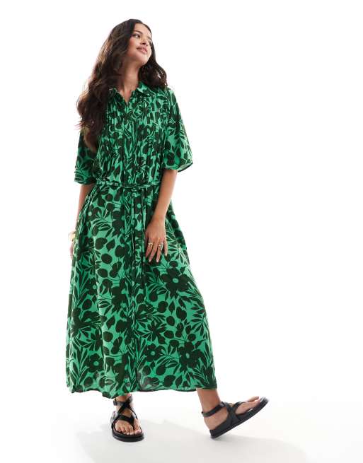 Y.A.S - Robe t-shirt mi-longue avec ceinture et imprimé fleuri - Vert, 4 de 4