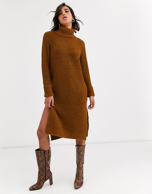 Y.A.S roll neck knitted dress with side splits