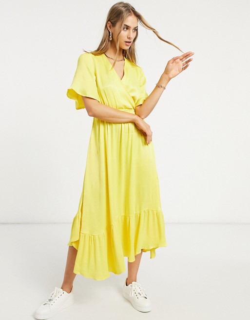 Y.A.S. Roma short sleeve midi dress in yellow