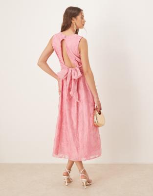 Y.a.s. Rope Embroidered Bow Back Detail Midi Dress