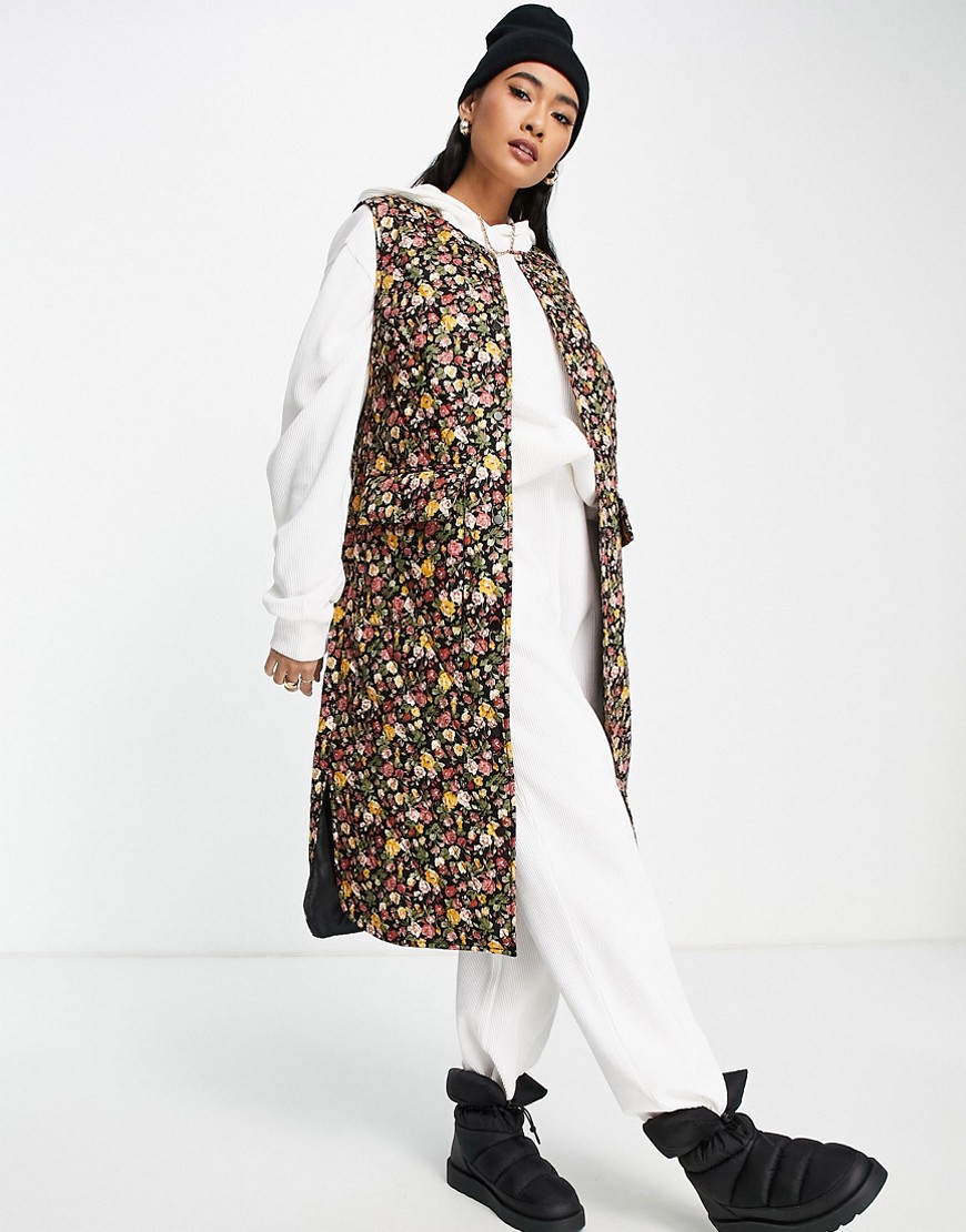 Y.A.S. Rosalia long quilted floral vest in multi