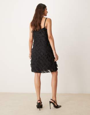 Y.a.s. Ruffle Detail Cami Mini Dress In Black