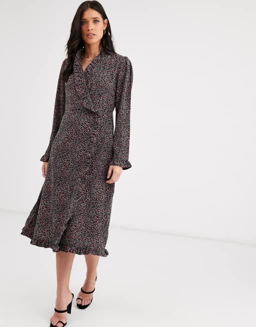 Y.A.S ruffle detail long sleeve wrap dress