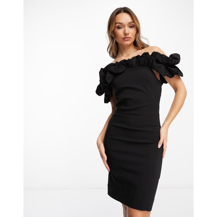 Off the shoulder ruffle best sale bodycon dress