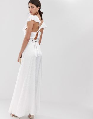 white maxi ruffle dress