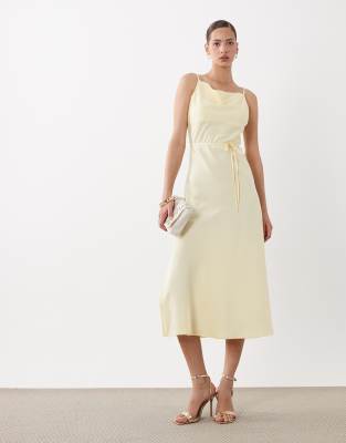 Y.a.s. Satin Cami Midi Dress In Yellow