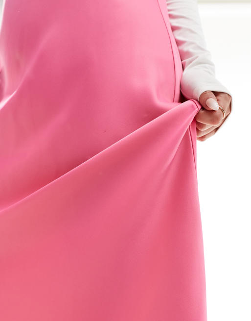 YAS satin maxi skirt in pink | ASOS