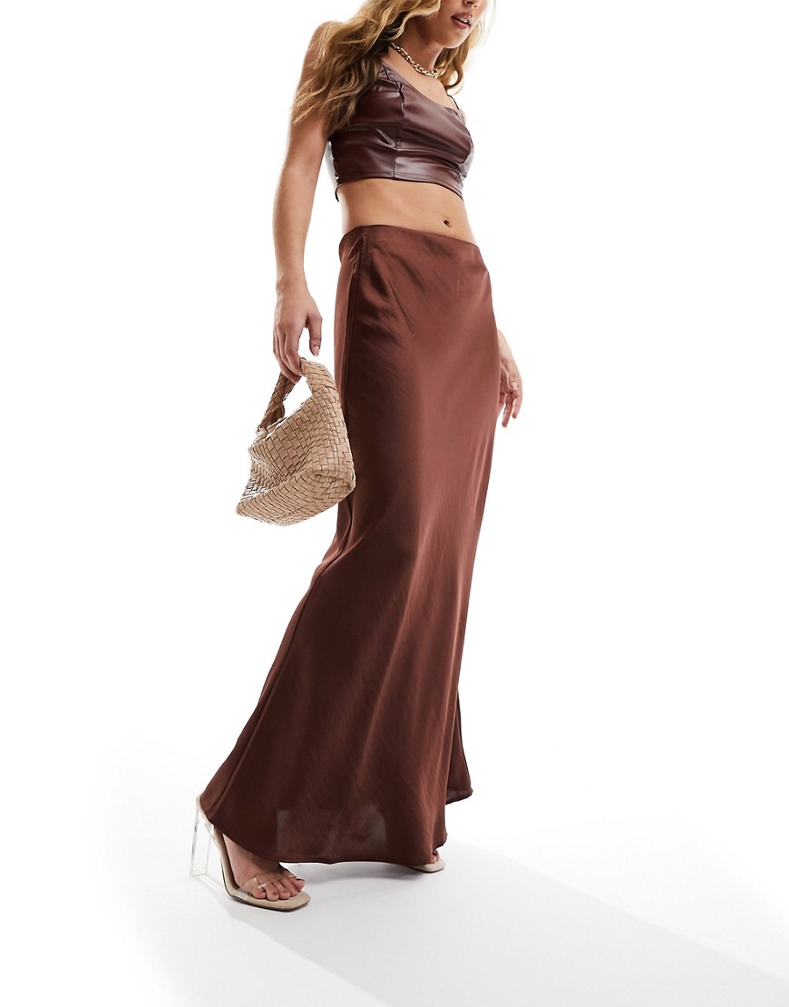 Y. A.S satin maxi skirt in rich chocolate brown