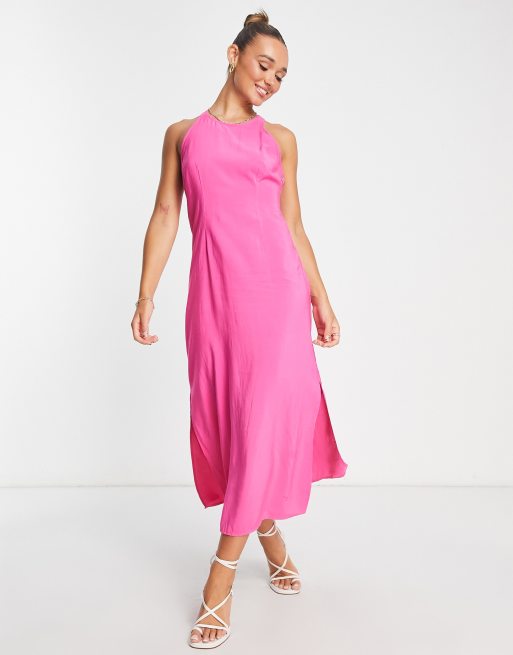 Y.A.S satin midi dress in pink , 4 of 4