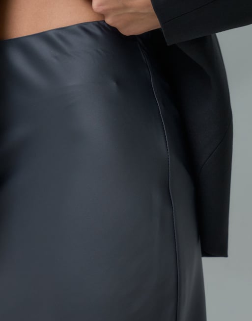 YAS satin midi-nederdel i asfaltgrå, 4 af 5