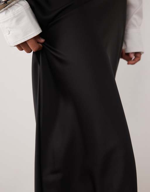 YAS satin midi skirt in black, 3 of 5