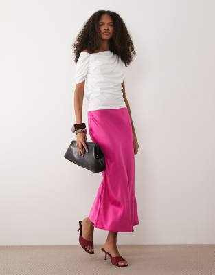 Y.a.s. Satin Midi Skirt In Pink