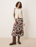 YAS satin midi skirt in brown cow print | ASOS