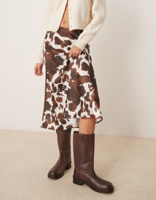 Y.a.s. Satin Midi Skirt In Multi